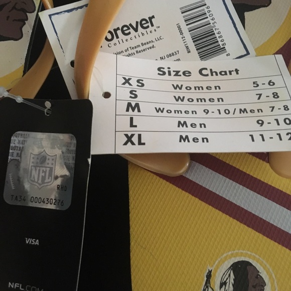 NFL Authentic Washington Redskins Flip Flops NWT - Picture 4 of 6